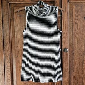Athleta Sleeveless Striped Ribbed Turtleneck Top